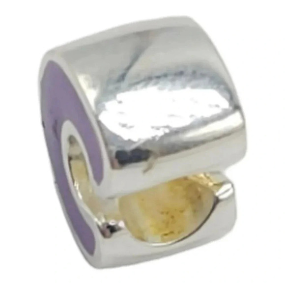 Solvar Sterling Silver Purple Enamel Initial C Slide Charm Kids New Old Stock - Picture 4 of 4